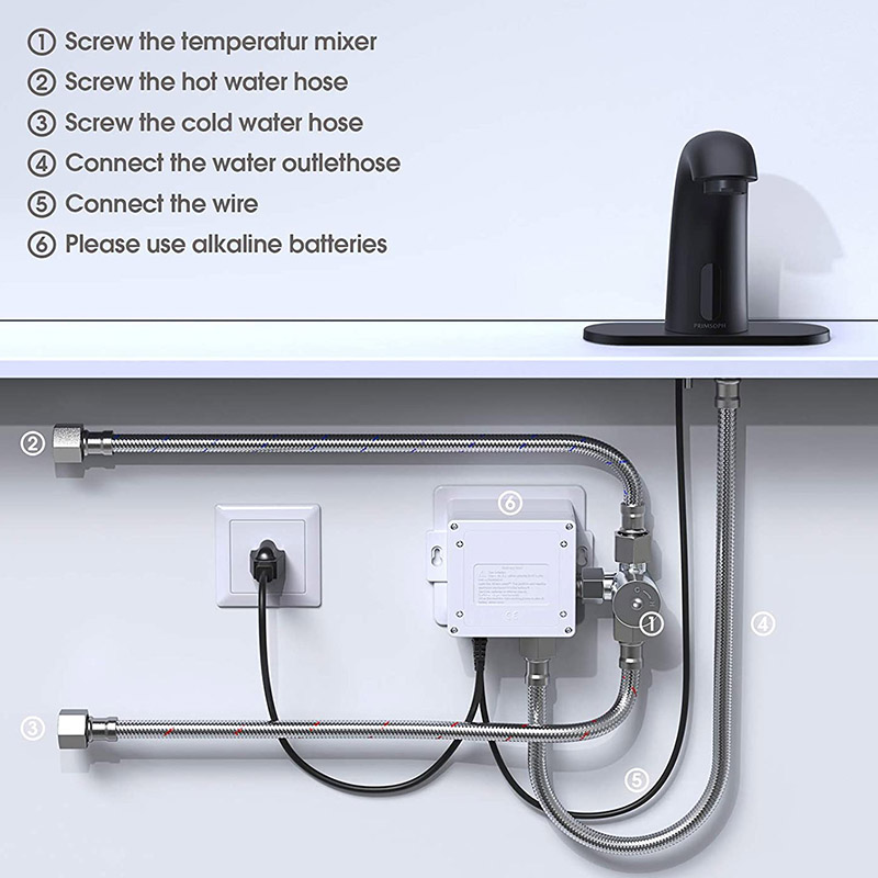 chrome matte black intelligent electronic montion sensor basin tap